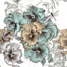 Blue and Yellow Floral - Rice Decoupage Paper thumbnail